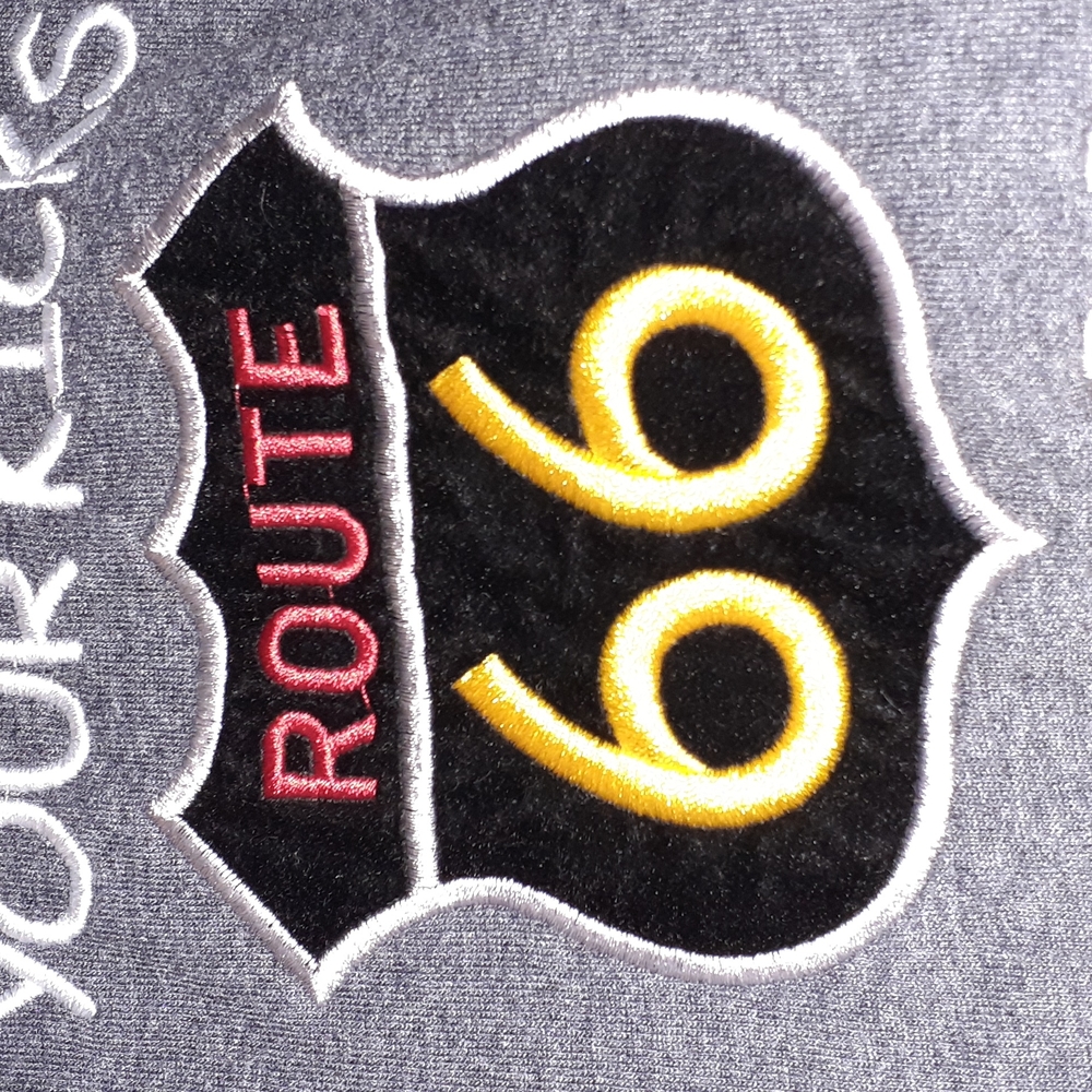 Mens Route 66 T-Shirt Gray Embroidered - Picture 3 of 5